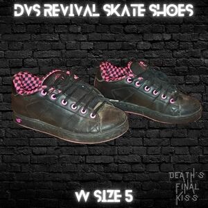 DVS Revival Women's Black Neon Checkered Pink Skateboard Shoes 5 Vintage Y2K